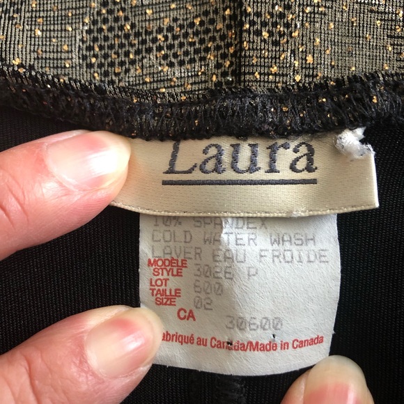 Laura black with muted print & gold sparkles evening gown skinny straps size 6 p - Picture 6 of 6